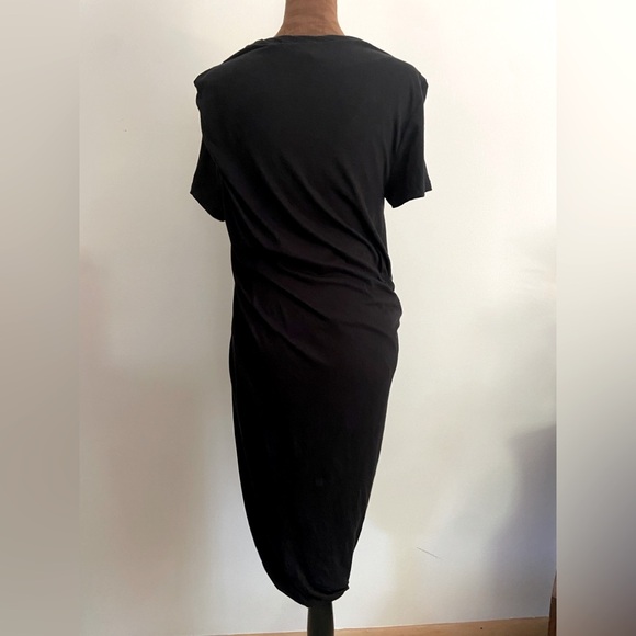 Theory Women’s Black Draped Twist Shirred Ruched Stretch Midi Dress - Picture 5 of 6